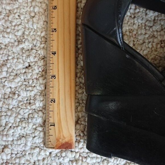 Diane von Furstenberg Black Leather Opal Crisscross Wedge Sandals - Picture 6 of 14